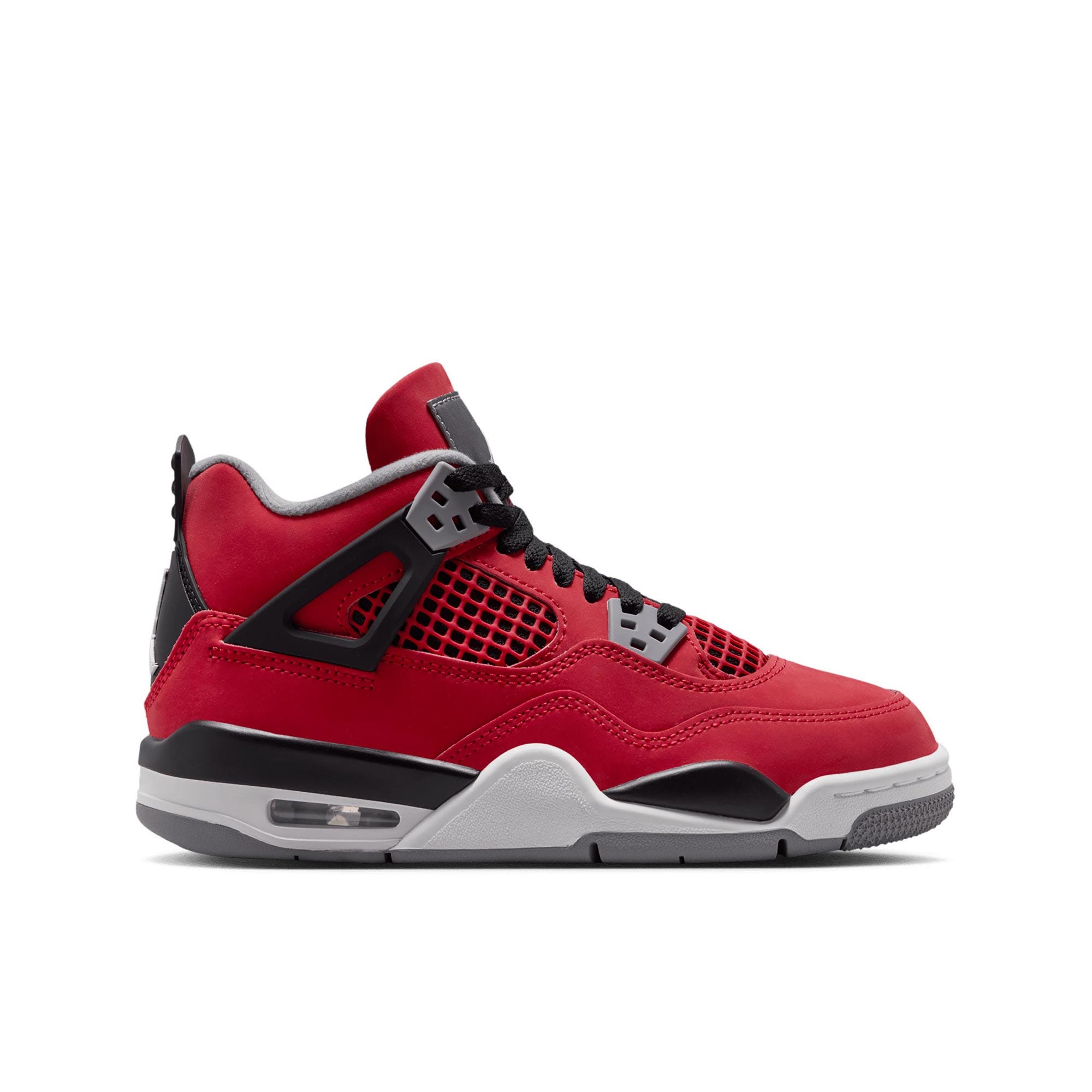 air jordan 4 retro kids' grade school basketball shoes - fire red/white-black-cement grey