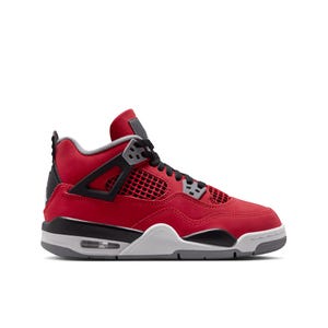 air jordan 4 retro kids' grade school basketball shoes - fire red/white-black-cement grey